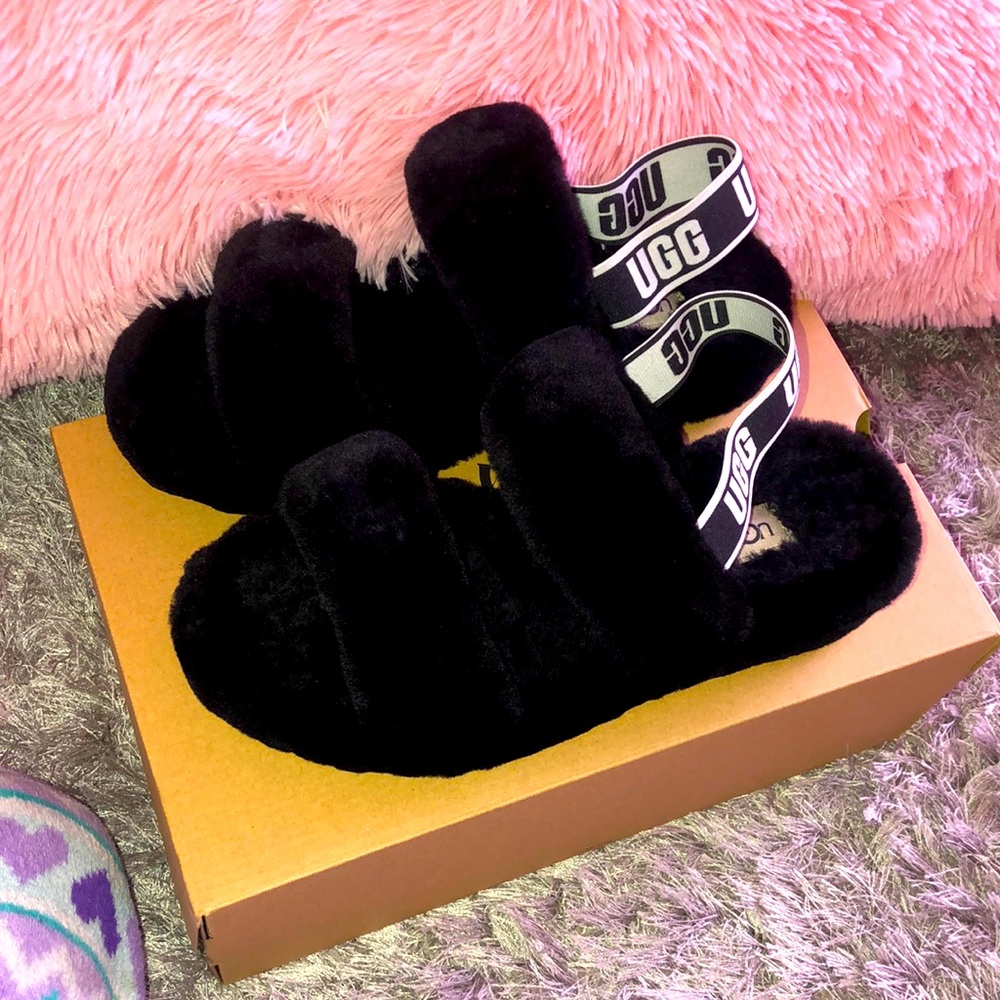 UGG® Logo Fluff Yeah Fur Slides